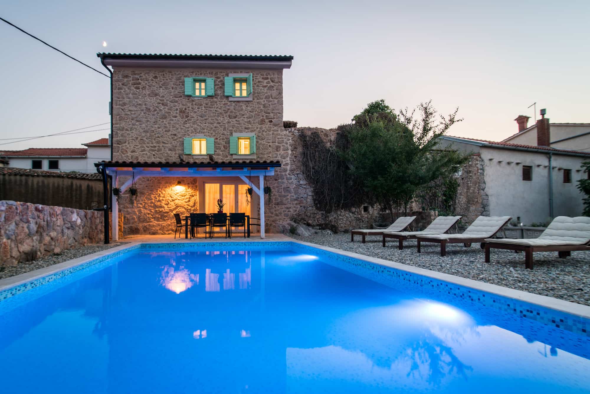 Rustically decorated stone villa with pool, in a quiet place