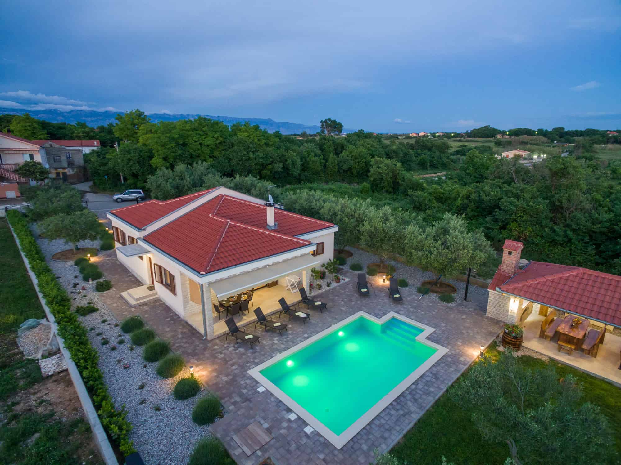 Stone villa with pool in beautiful nature, near the sandy beach