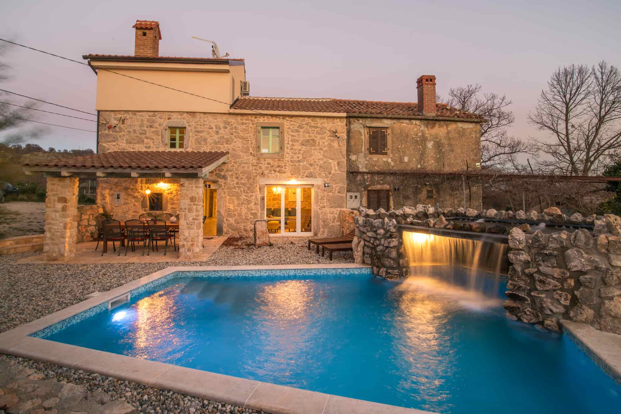 Stone villa with pool, waterfall, in a quiet area